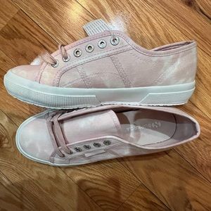 Superga pink tie-dye lace-up canvas sneakers